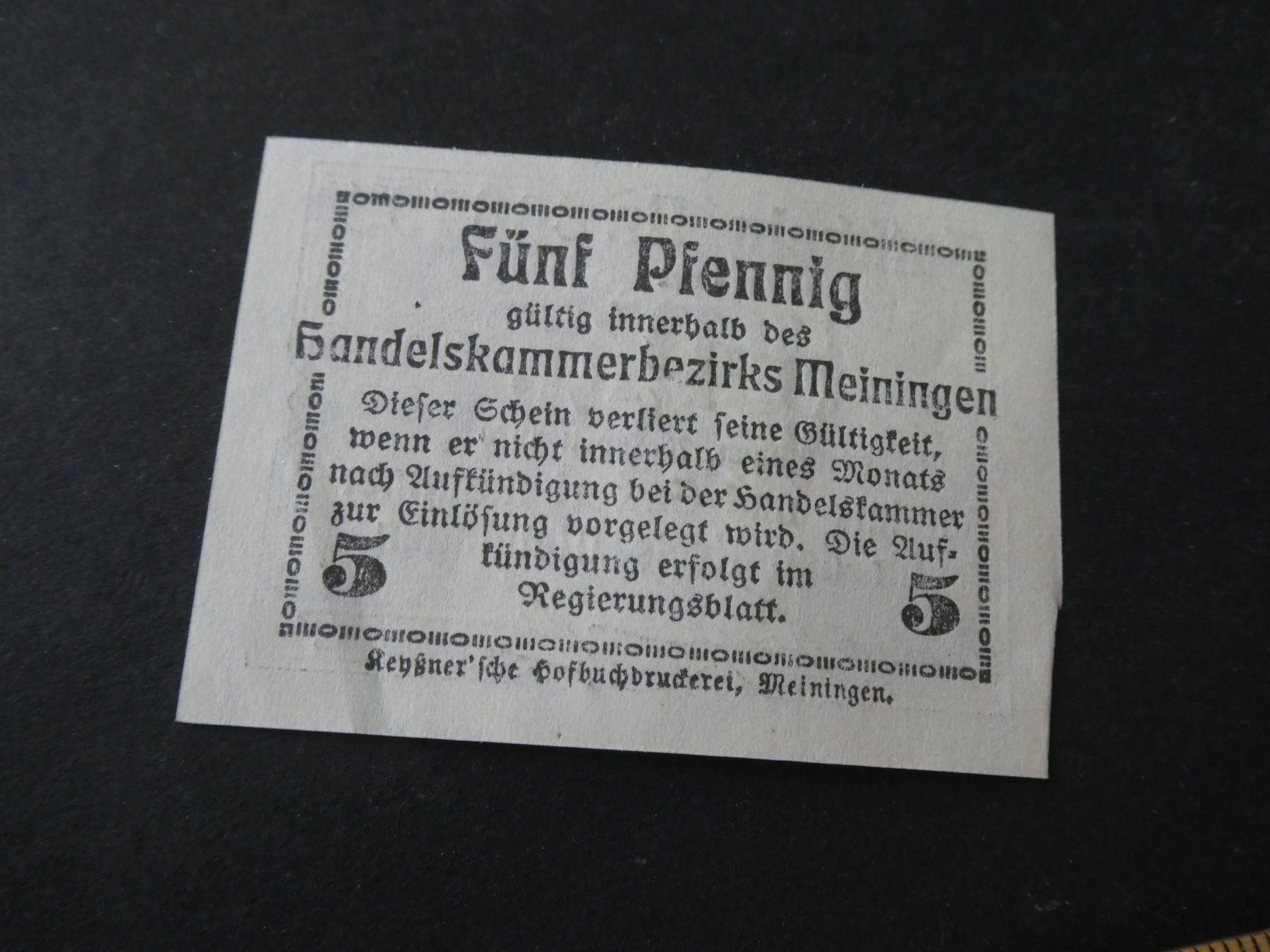 Banknoten: Dt. Reich,  Meiningen - Notgeldschein – Gebraucht aus Hinterforst von Rohusri 1