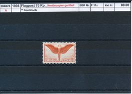 1936 Flugpost - 75 Rp.,Kreidepapier geriffelt, ** postfrisch