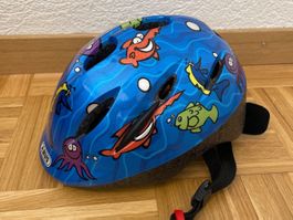 Kinder Velohelm Abus Blau mit Fischmotiv guter Zustand