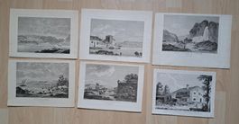 6x Stiche Lac, Bastion, Calandre de Geneve, Maison Rousseau,