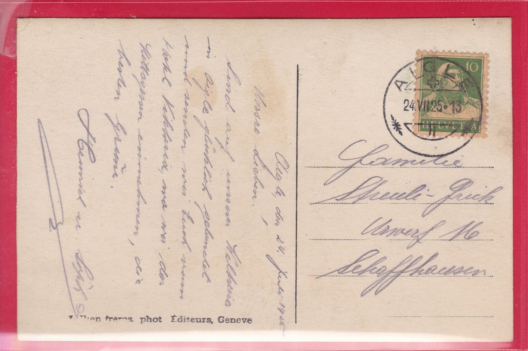 Cartoline postali: AIGLE ET LA DENT DU MIDI, 24.7.1925 – Usato da Oberrieden venduto da Gebirgsstelze 1