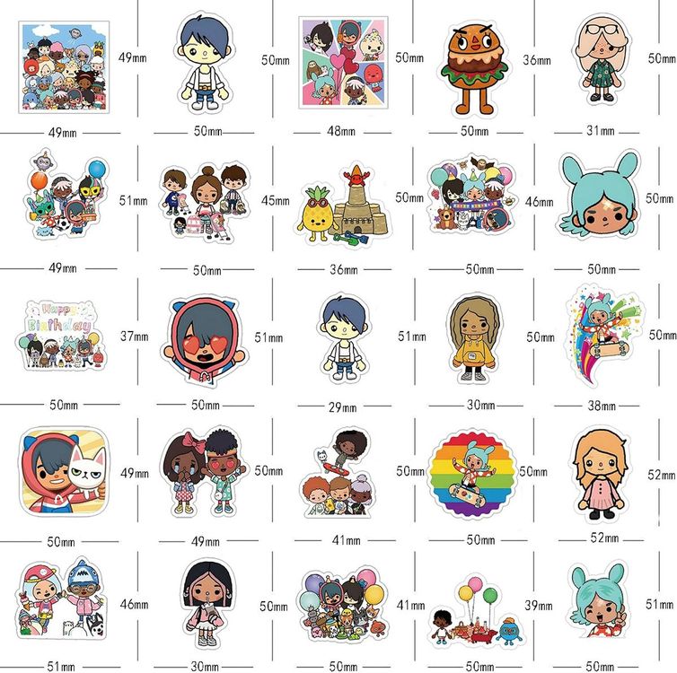 62 Stk. Sticker Aufkleber - Toca Life World Game (Neu und ...