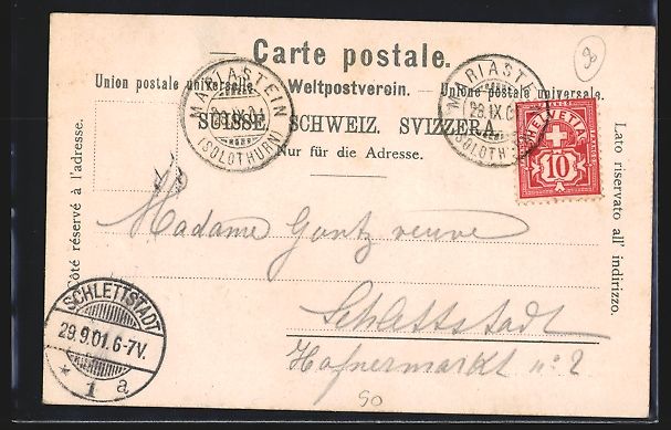 Cartoline postali: AK Mariastein, Hotel de la Poste, 1901 – Usato da Berlin venduto da bartko-reher 1