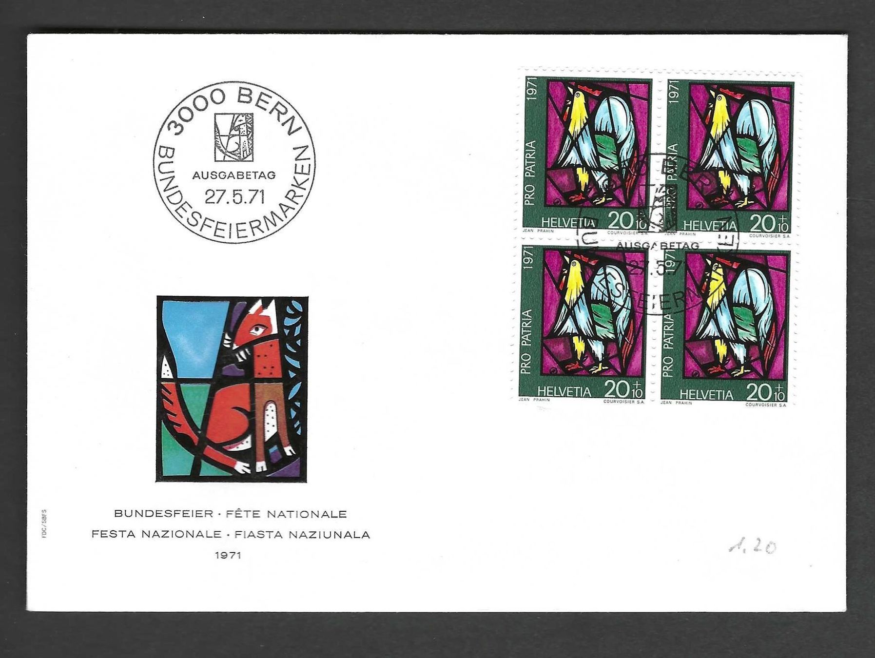 Tutti i francobolli: CH FDC Pro Patria  Viereblock 1971 – Nuovo e nell'imballaggio originale da Koblenz venduto da Markenhimmel