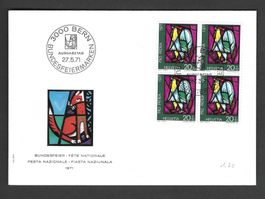 CH FDC Pro Patria  Viereblock 1971