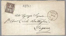 1880, Z/31 0 CURIO + STAB-0 ASTANO, SCHÖNER BRIEF!