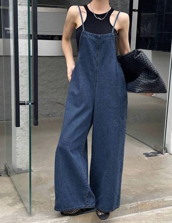 Lockerer Jeans Overall Jumpsuit Perfekt für Sommer