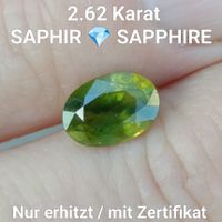 2.62 SAPHIR SAPPHIRE Edelstein nur erhitzt MIT ZERTIFIKAT 