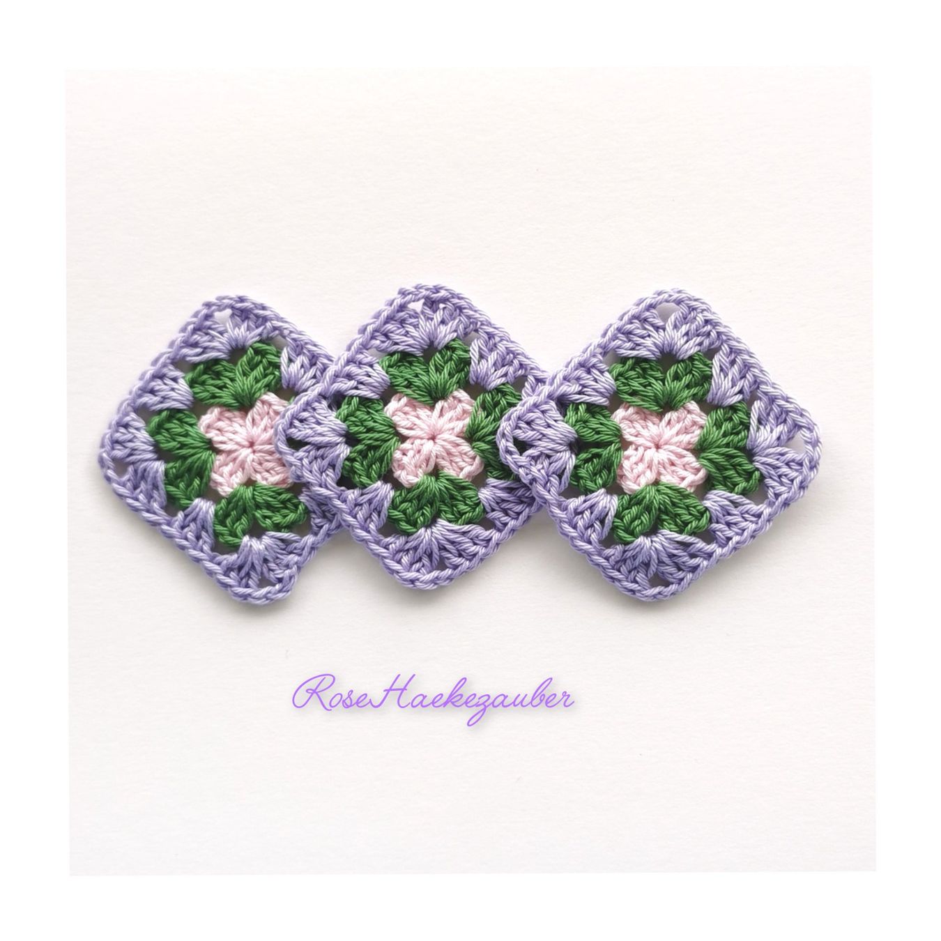 Patches: Gehäkelte Grannysquare  3 Stk Baumwolle – Neu (gemäss Beschreibung) aus Schaffhausen von RoseHaekelzauber