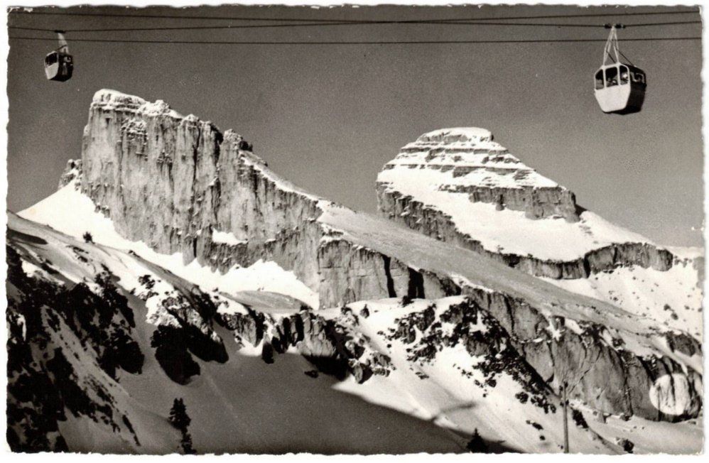 Cartoline postali: Leysin - Gondelbahn Berneuse mit Tours d'Aï – Usato da Binningen venduto da Mountainrider