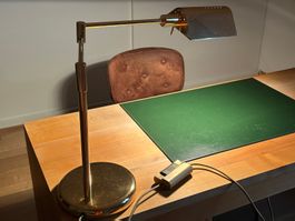 Schreibtischlampe Vintage 70er Messing massiv, dimmbar!