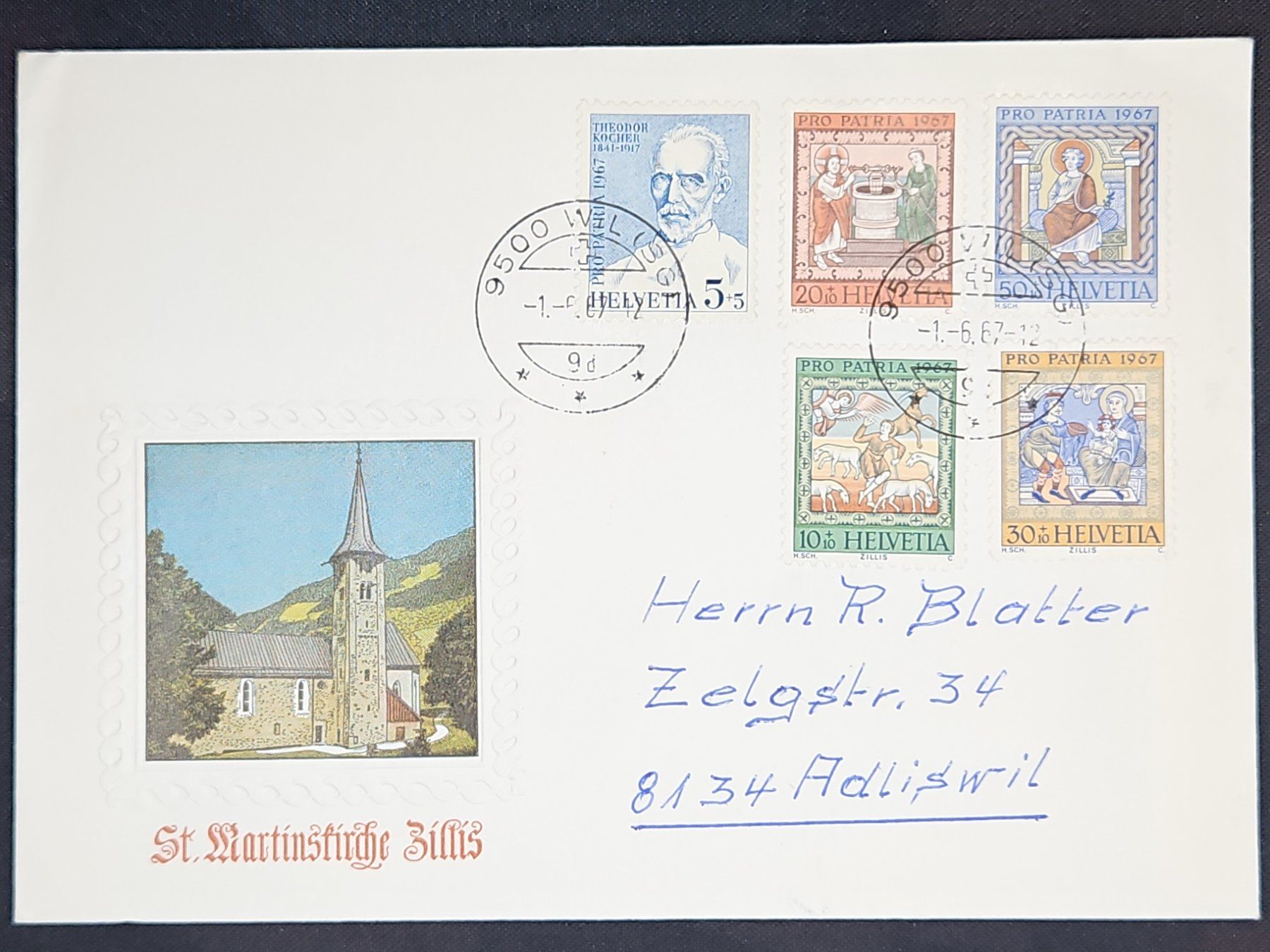 Tutti i francobolli: CL08 Enveloppe + Timbre Suisse 1967 – Usato da Cousset venduto da Patrick_Collections