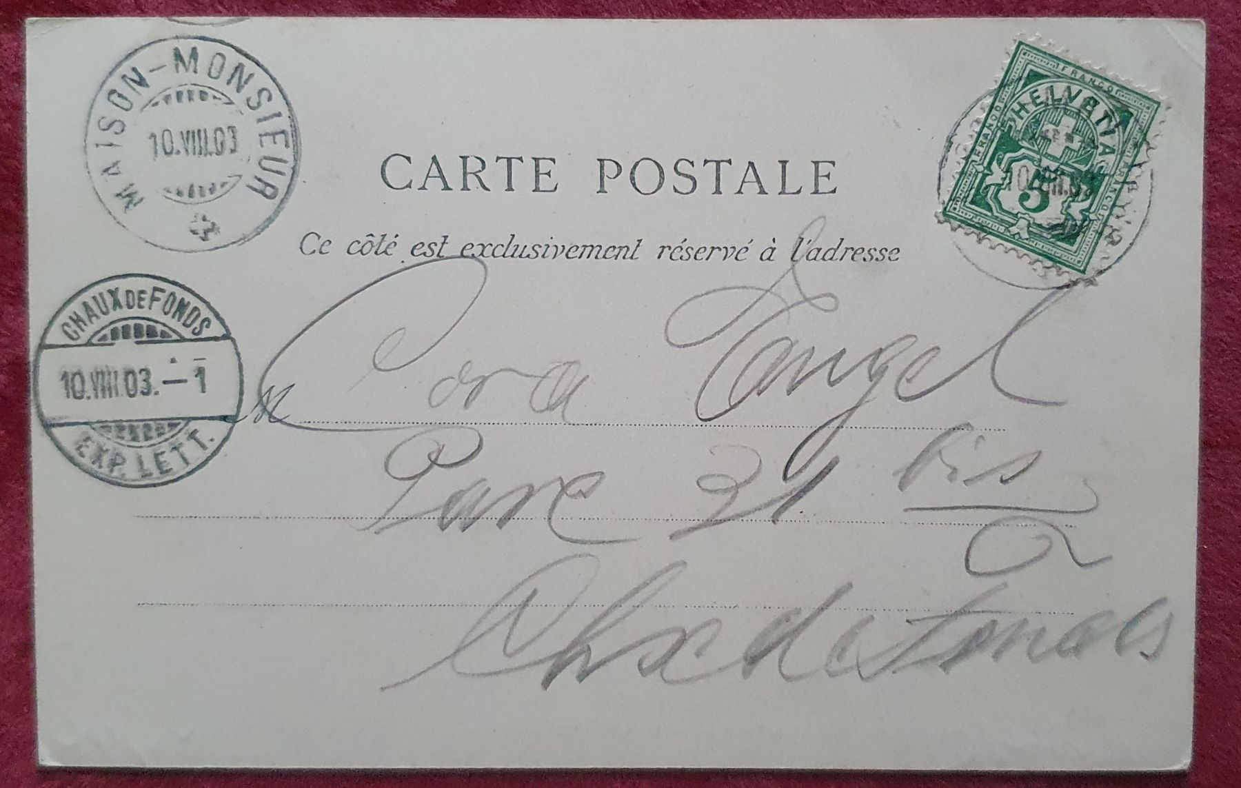 Cartoline postali: Maison-Monsieur 1901 - Hotel du Refrain – Usato da Kreuzlingen venduto da Rschweiz1 1