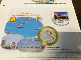 Patrouille Suisse  Numisbrief versilberte Medaille 2014