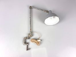Vintage Industrie Gelenklampe Werkstattlampe Klemmfuss
