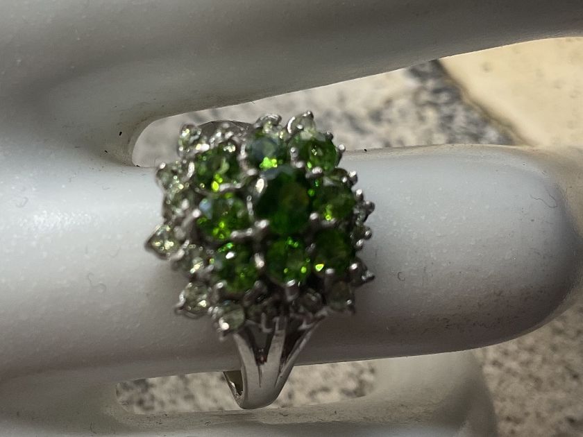 Anelli: Silberring mit Chrom Diopsid und Peridot, Gr.55 – Usato da Luzern venduto da S.Kern01