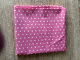 Baumwollstoff rosa mit weissen Sternen