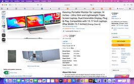 Kwumsy 14" Portable Laptop Monitor Triple Screen Like New