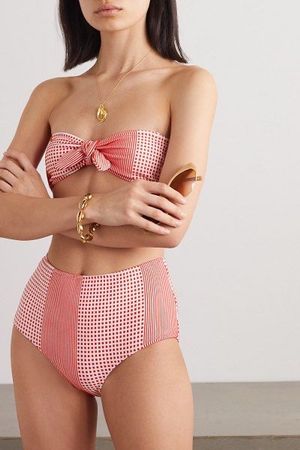 LEMLEM Semira Stretch-Jacquard Bandeau Bikini Set Swimsuit