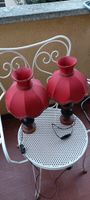 Coppia lampade vintage rosse da comodino-perfetto stato!