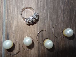 Bague & boucles d'oreilles perles - Set chic!