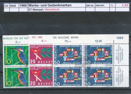 1966 Werbe- und Gedenkmarken, Viererblock, ET - Stempel