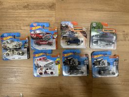7 Modellautos Hot Wheels und Matchbox in OVP ungeöffnet