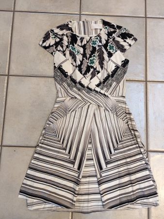 Peter Pilotto Kleid aus Seide grün, schwarz & weiss Gr. 34