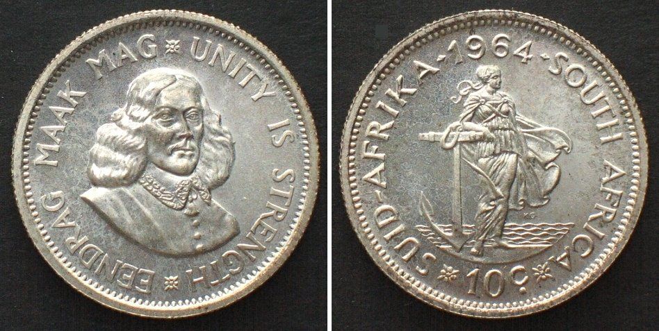 Tutti le monete: SÜDAFRIKA 10 Cents 1964 Silber Proof PP – Usato da Riehen venduto da sesambestcoins2004