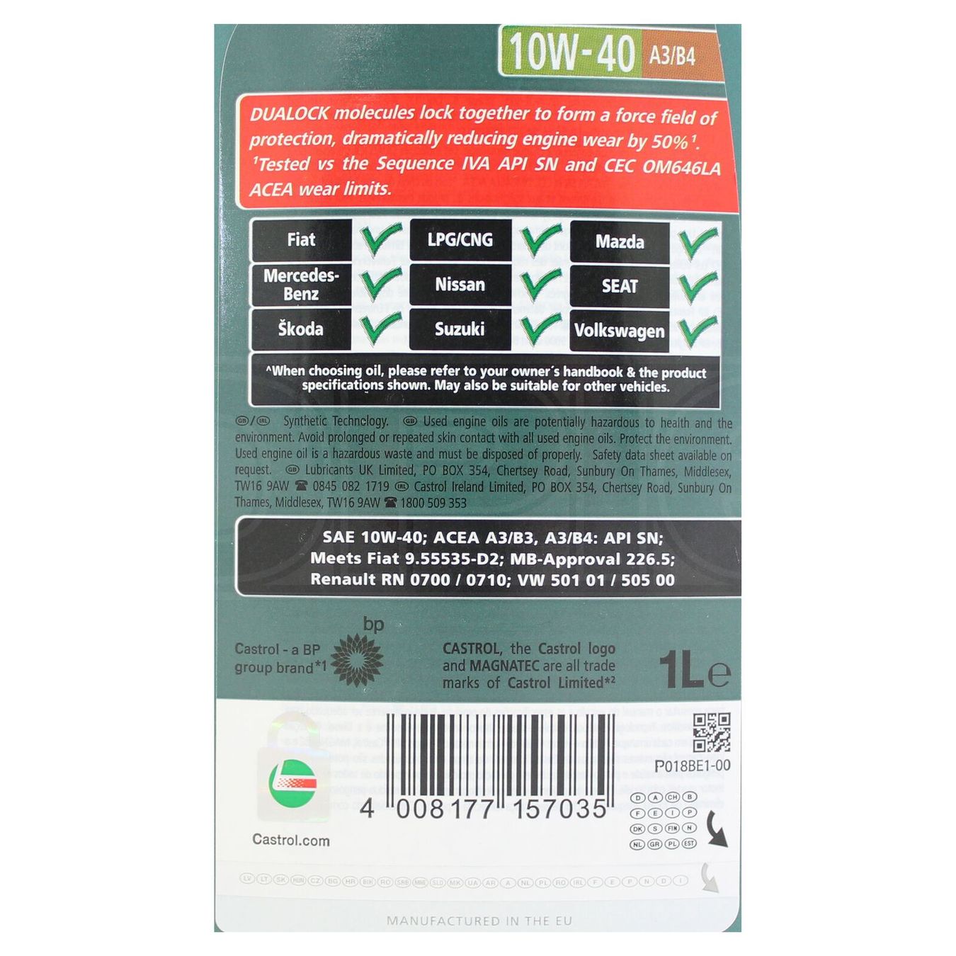 Oli & Additivi: CASTROL, Magnatec 10W-40 A3/B4 1L – Nuovo e nell'imballaggio originale da Flawil venduto da SELMANAUTOTEILE 3