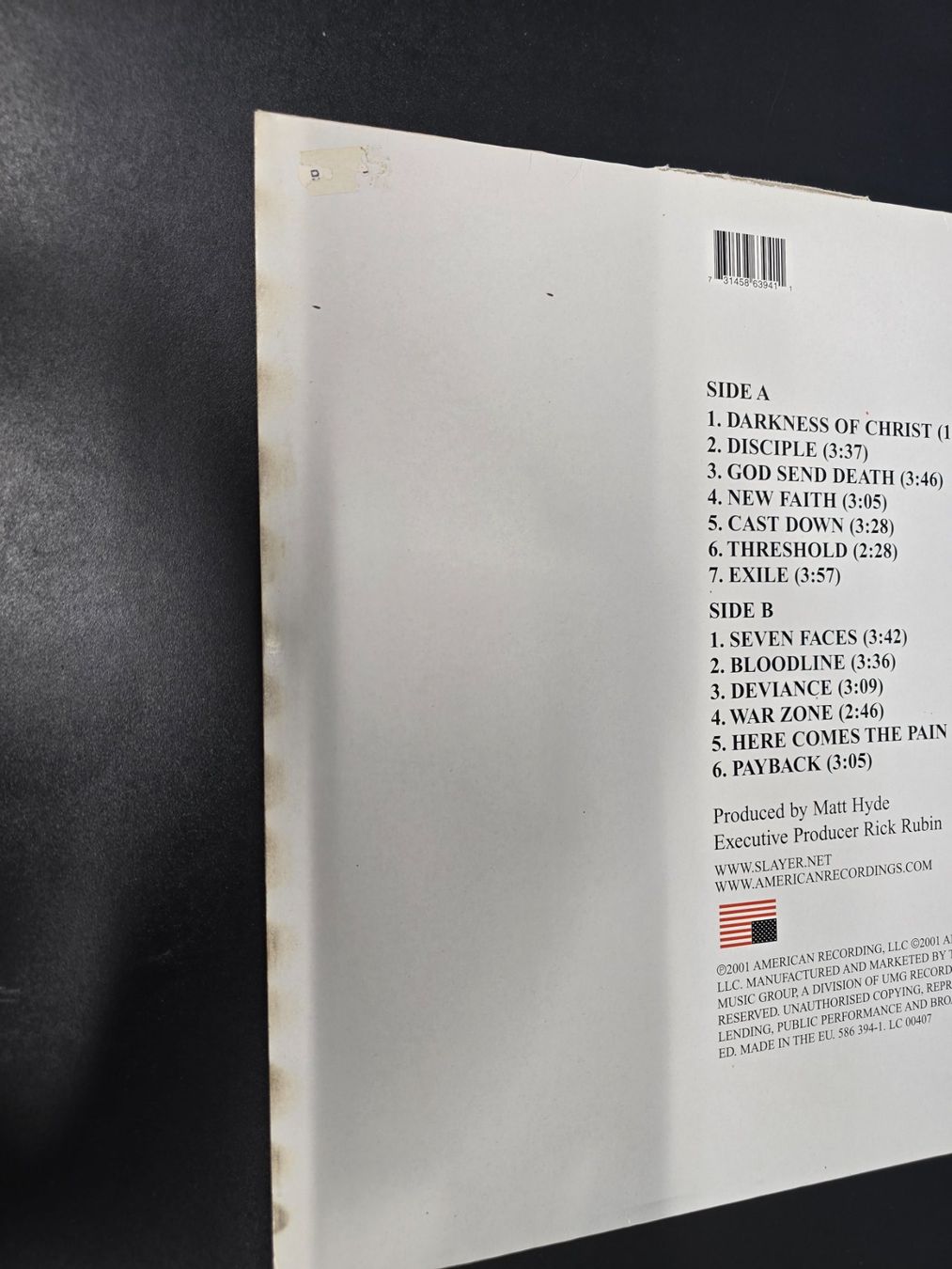 Dischi in vinile: Slayer GOD HATES US ALL Original – Usato da Volketswil venduto da Rotfuss 2