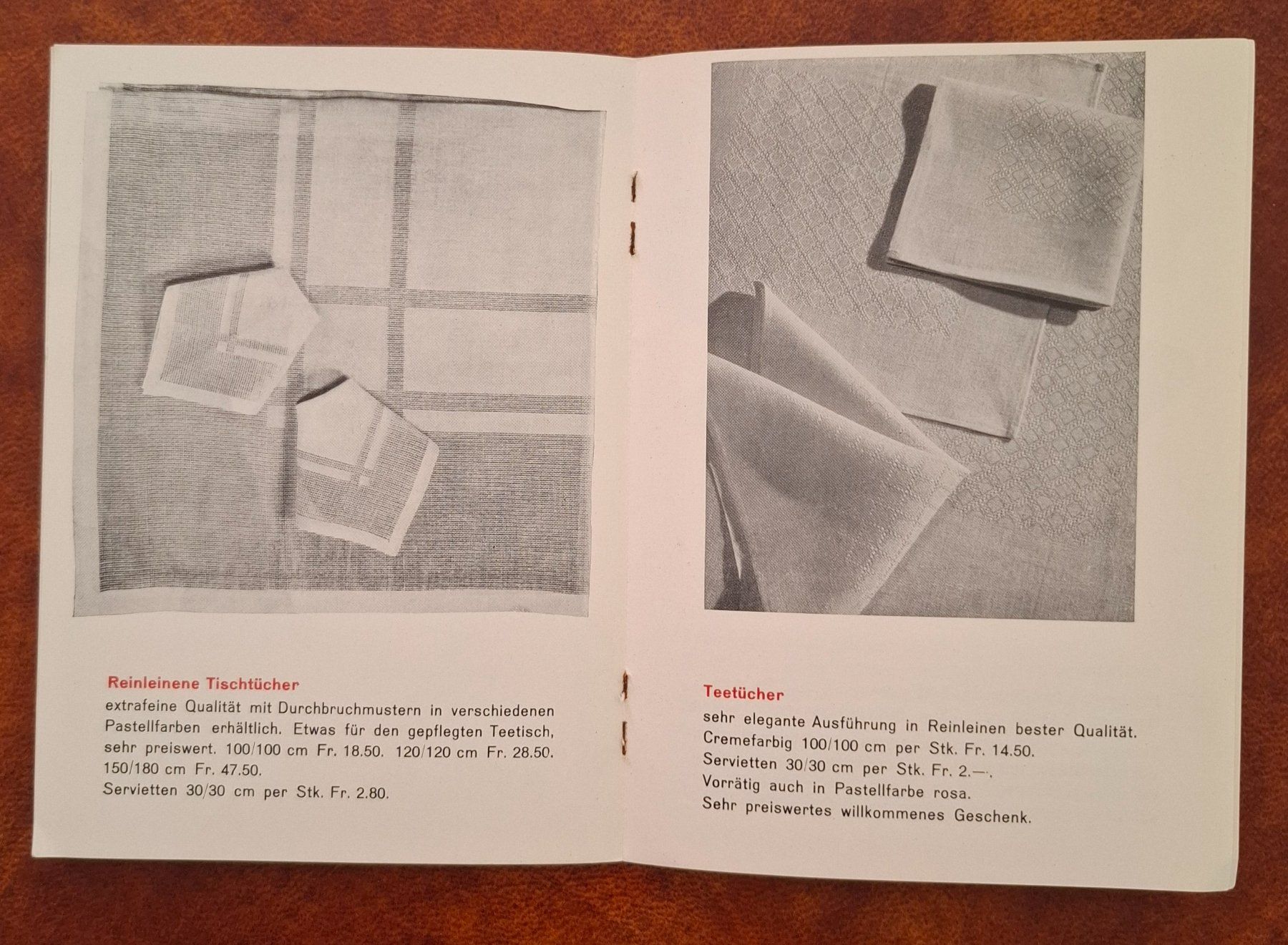 Dokumente: 2 Werbe-Broschüren der Leinenweberei Langenthal AG ca. 1940 – Gebraucht aus Wil SG von Clanx 2
