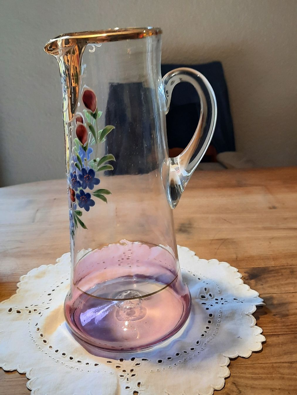 Caraffe: Biedermeier GLASKRUG mit Emailmalerei – Usato da Busswil BE venduto da balu37 2
