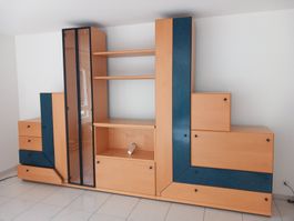 Qualitäts Wohnwand von Möbelgeschäft 360x42xH230cm