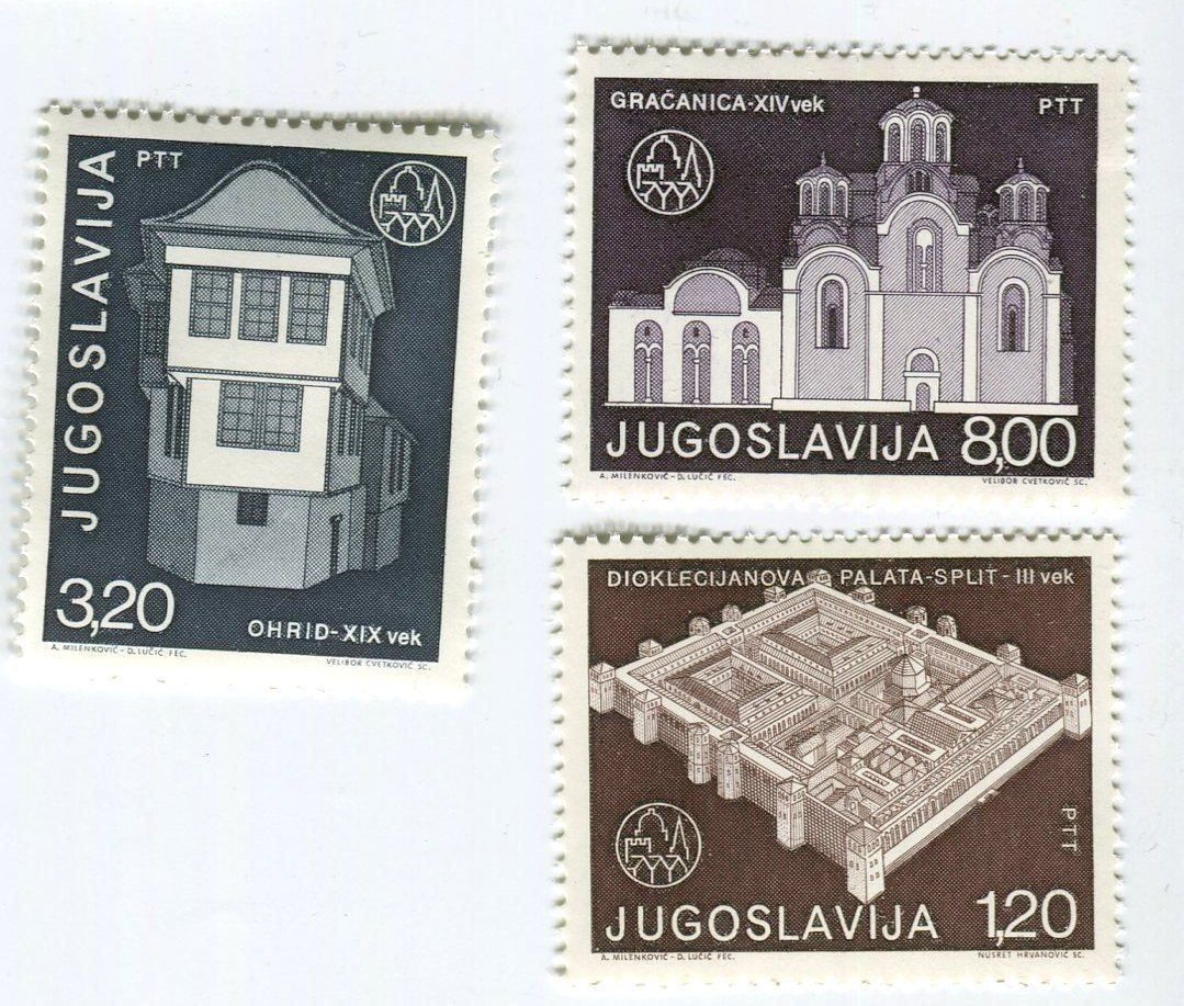 Tutti i francobolli: Briefmarken "Architektur". Jugoslawien – Nuovo e nell'imballaggio originale da Basel venduto da Butsch5