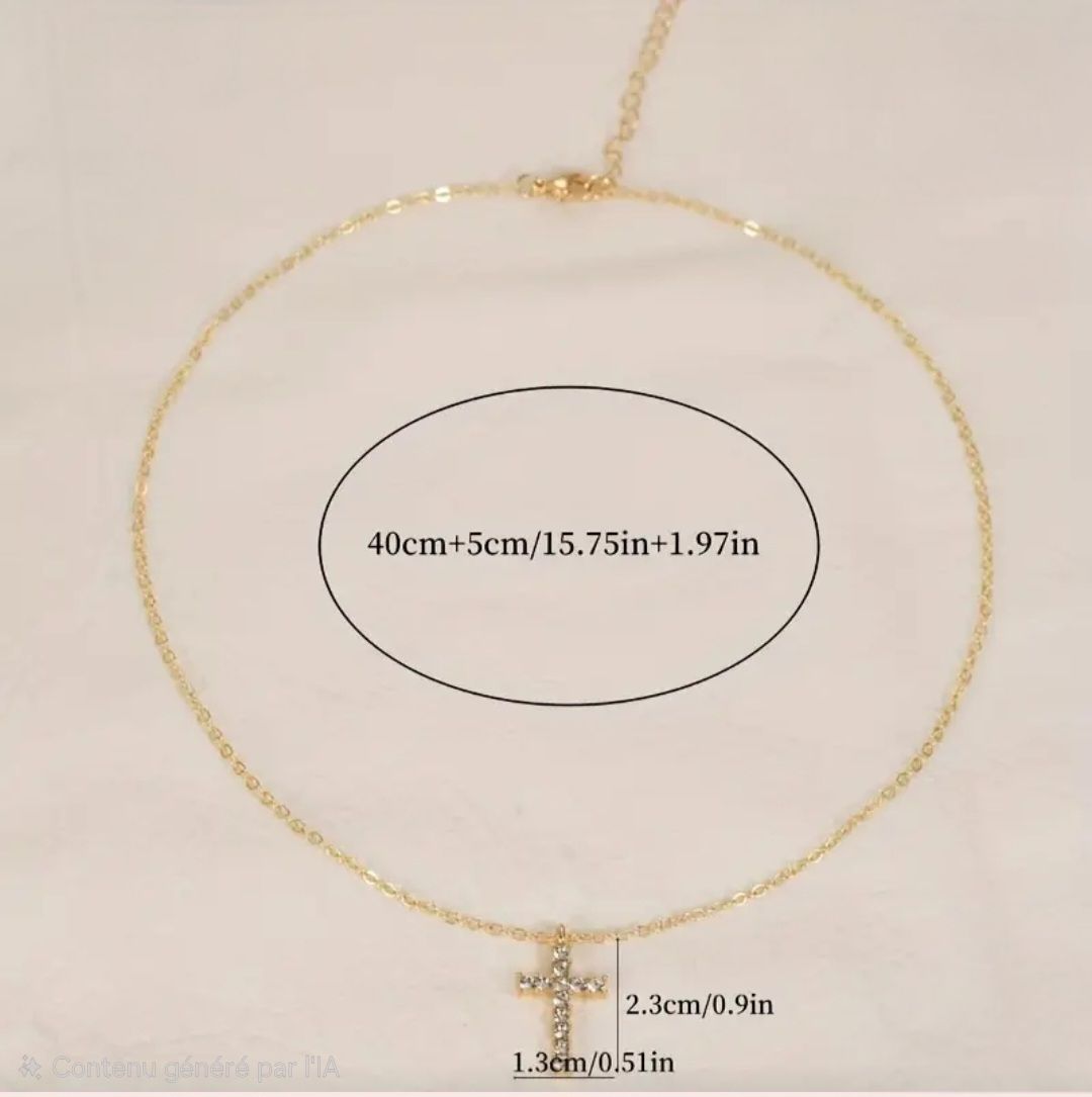 Catenine: Collier croix dorée avec 12 brillants, NEUF – Nuovo e nell'imballaggio originale da Puidoux venduto da mic_c2fh 1