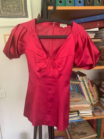 blouse en Satin, petit haut habillé Fuschia