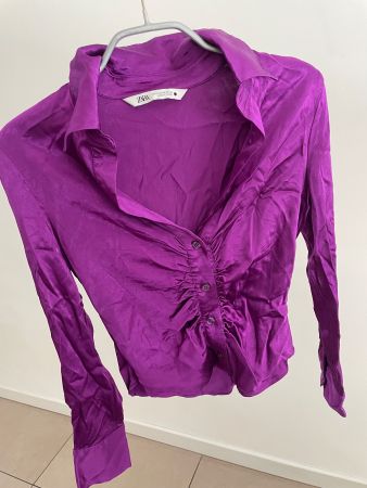 Chemise Zara soie violette élégante T.S