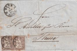 Schweiz-Strubel Brief Bern 1859 Nr.22G, 2 fach Frankatur