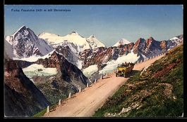Furka, Passhöhe mit Berneralpen, Auto