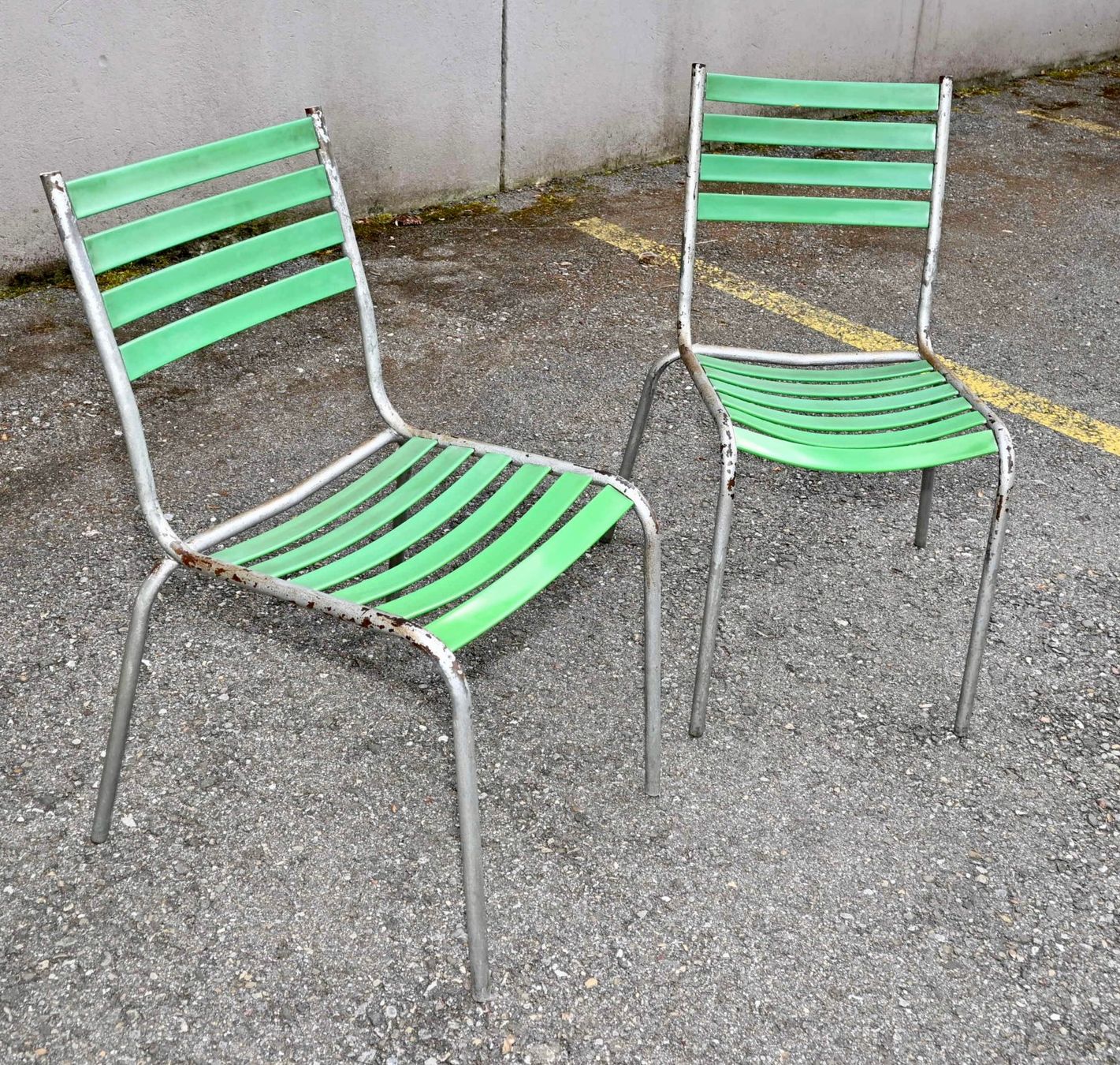 Sedie: 2 gebrauchte Vintage GARTENSTÜHLE grün – Usato da Pfaffhausen venduto da mono_rec 2