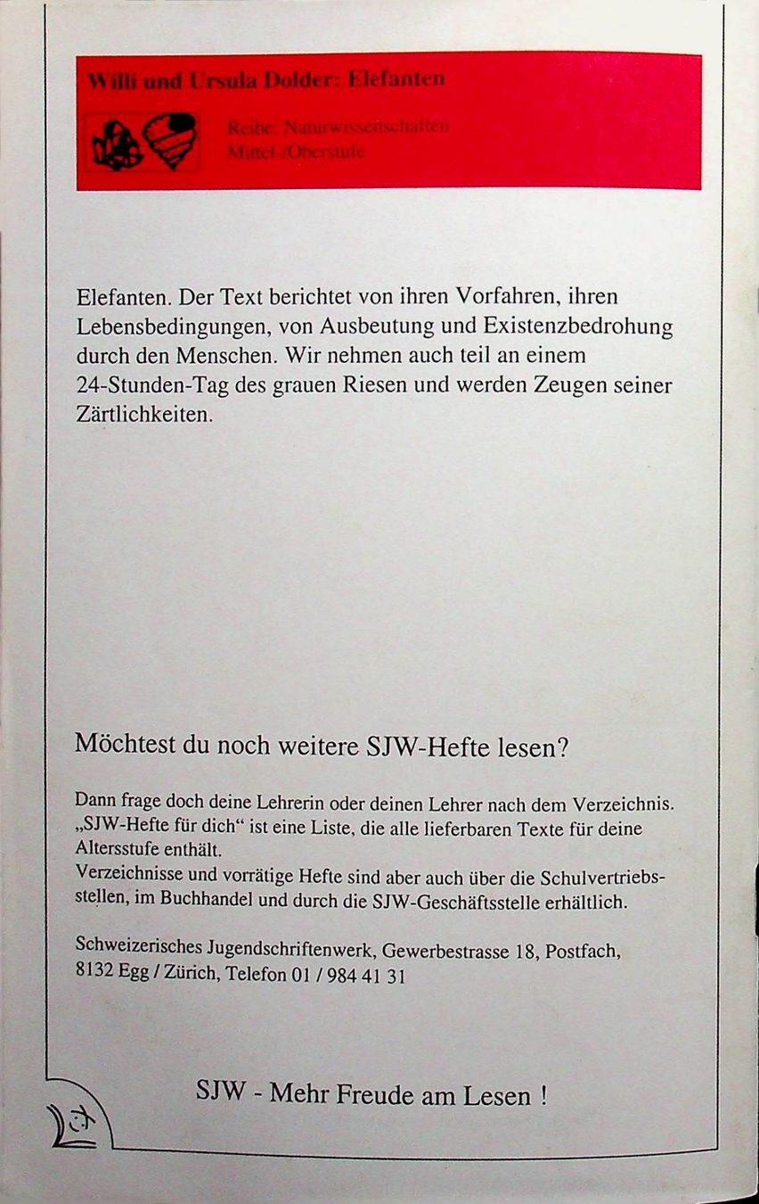 Libri: SJW 1950 Willi / Ursula Dolder Elefanten o. J. – Usato da Reitnau venduto da Zaomir 6