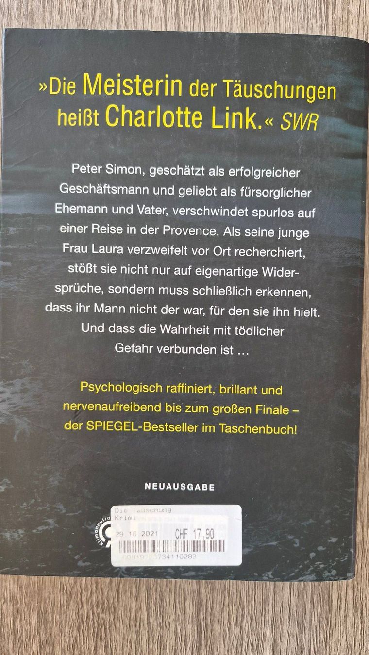 Libri: Buch: die Täuschung von Charlotte Link – Usato da Kleinandelfingen venduto da jessi2209 1