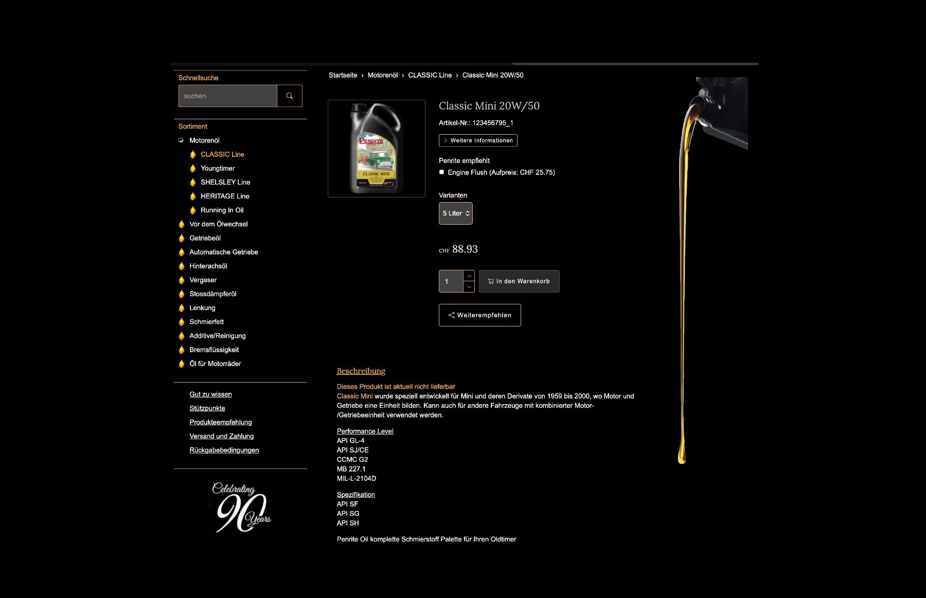 Oli & Additivi: Penrite 20W50 Motoröl – Nuovo e nell'imballaggio originale da Bern venduto da Golem3 2