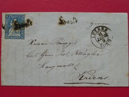 1862: Strubelbrief von HASLE LUZERN +gotischer STEMPEL +23G