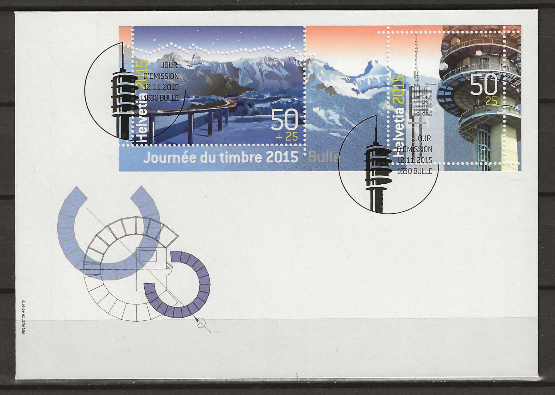 Alle Briefmarken: Fw106 - FDC Jour timbre 2015 Bulle – Gebraucht aus Trélex von Phil_Albert