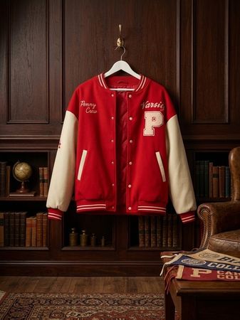 Penny Crew Varsity Jacket red white like new