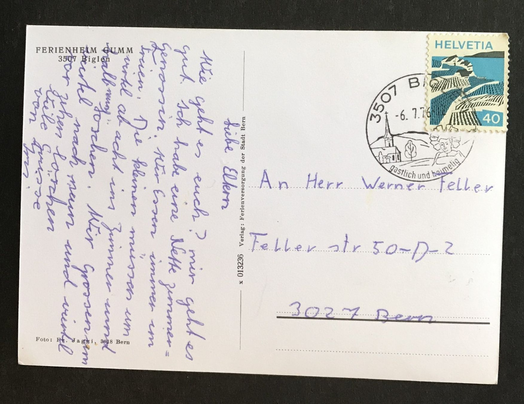 Cartoline postali: ALTE ANSICHTSKARTE FERIENHEIM GUMM BIGLEN – Usato da Ostermundigen venduto da wini63 1