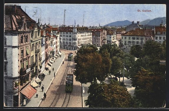 Cartes postales: St. Gallen, Strassenpartie mit Strassenb – D'occasion à Berlin par bartko-reher