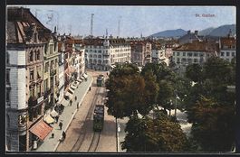St. Gallen, Strassenpartie mit Strassenb